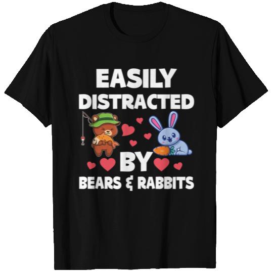 Easily Distracted By Bear Rabbit Relaxed Fit T Shirts