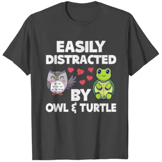 Easily Distracted By Owl Turtle Fitted Scoop T Shirts