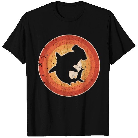 Hammerhead Shark Sunset Retro T Shirts for Men Women