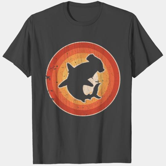 Hammerhead Shark Sunset Retro T Shirts for Men Women