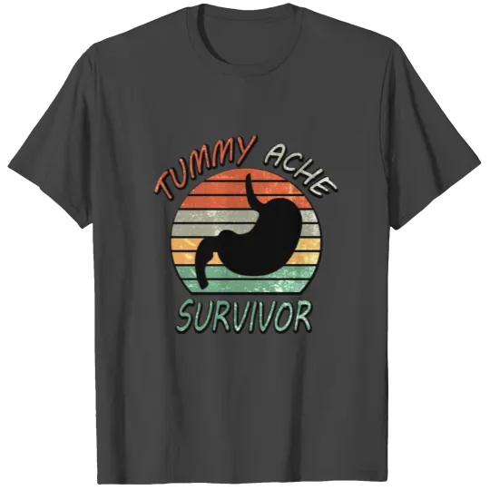 Tummy Ache Survivor Vintage Retro Sunset  T Shirts