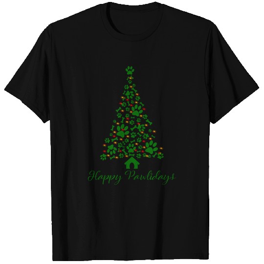 Happy Pawlidays Christmas Holidays T Shirts