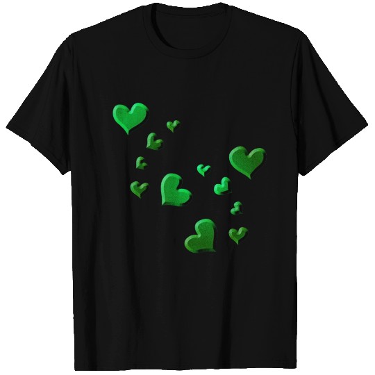 Hearts pattern green icon glitter T Shirts