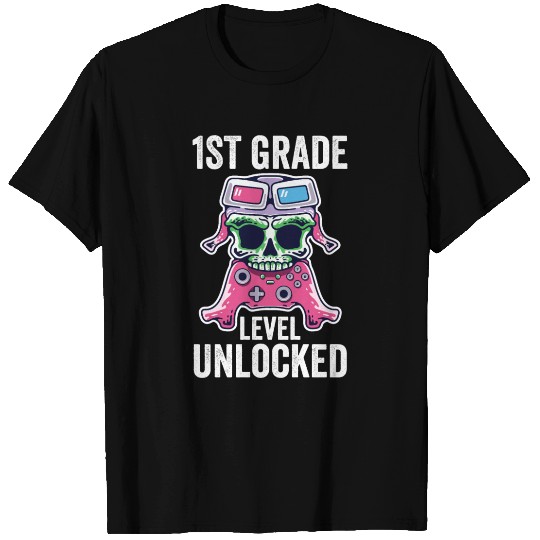 1st Grade Vibes Gaming Gamer Back To School Skull T Shirts