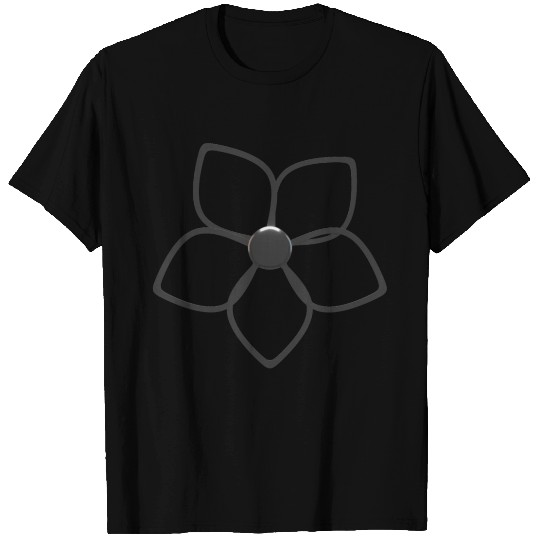 Abstract 3D Metallic Silver Flower T Shirts