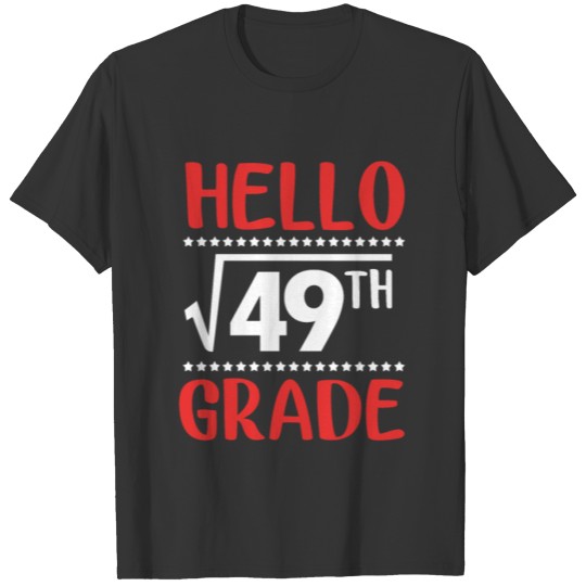Square Root Of 49 Funny Math Teacher 7th Grade T Shirts