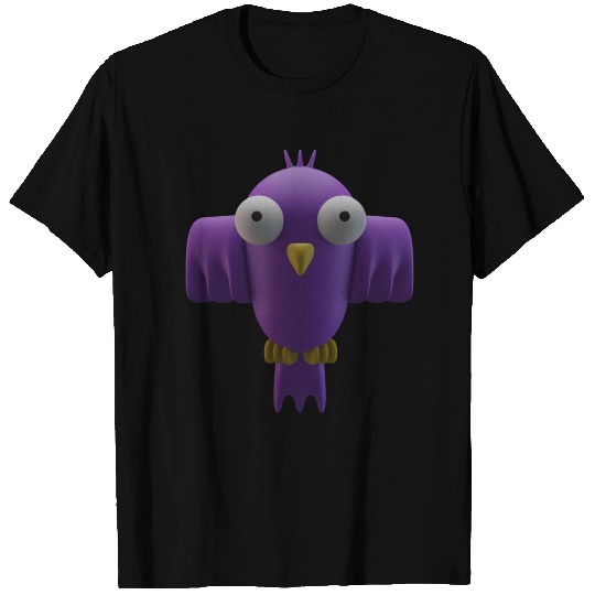 Cute 3D Purple Cartoon Bird T Shirts