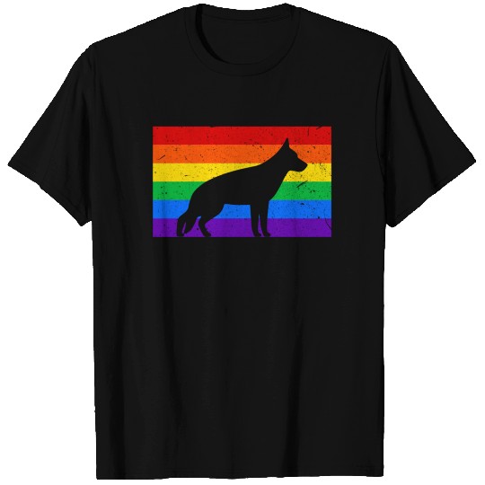 LGBT German Shepherd Rainbow Flag T Shirts