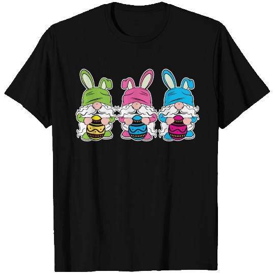 Cute Gnomes Bunny Easter Egg Hunting T Shirts