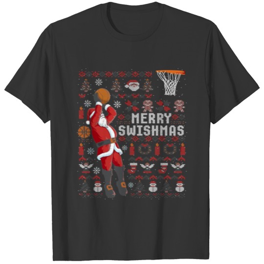 Merry Swishmas Ugly Christmas Basketball Christmas T Shirts