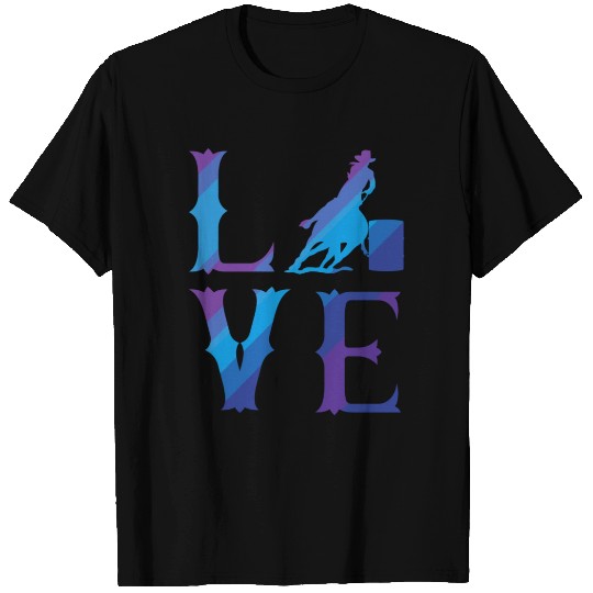 Rodeo Barrel Racing Love Distressed Blue T Shirts