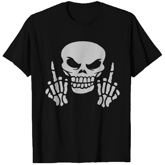 Skull Skull Middle Finger T Shirts