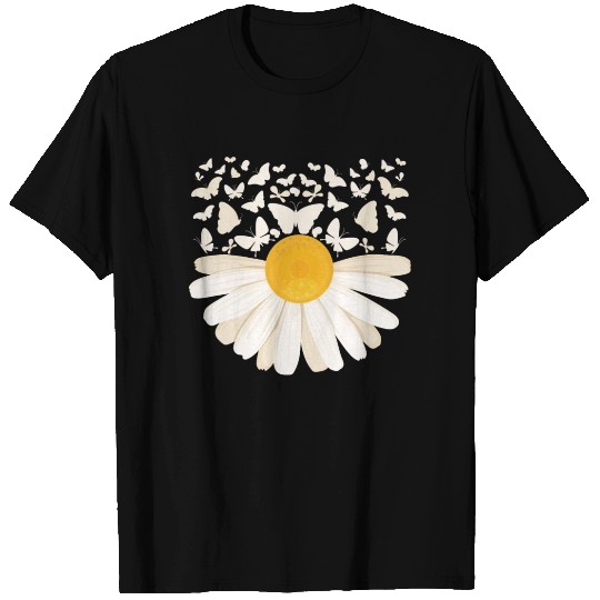 Daisy Butterflies Flower Women Cute Garden T Shirts