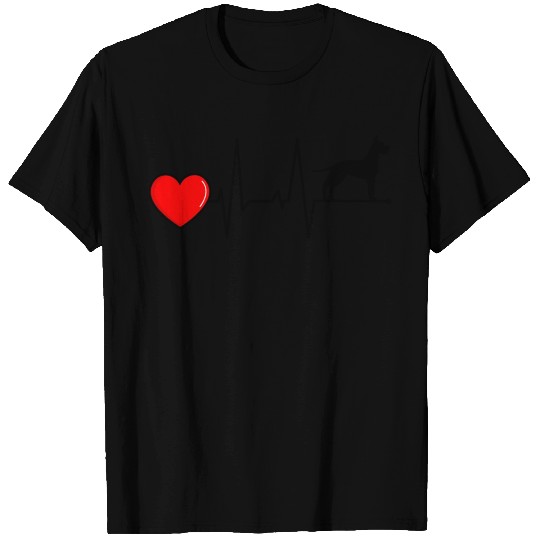 Great Dane Dad American USA Flag Heartbeat Black T Shirts