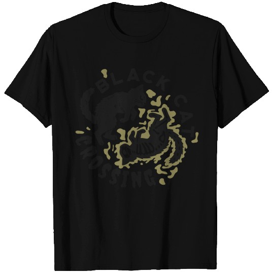 black cat crossing T Shirts
