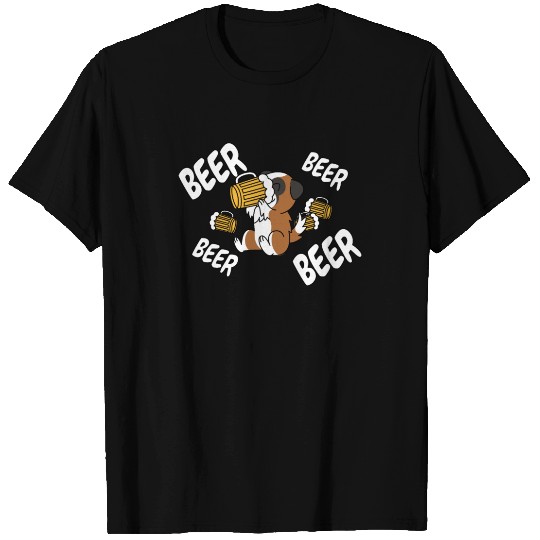 Saint Bernard Drinking Beer T Shirts