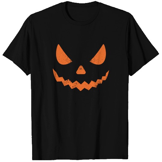 Halloween Scary Orange Pumpkin Face Halloween T Shirts