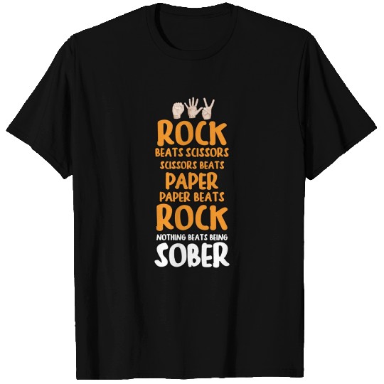 Sobriety Gift for Men or Women Rock Paper Scissors T Shirts