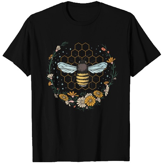Floral Honeycomb Bee Lover Art T Shirts