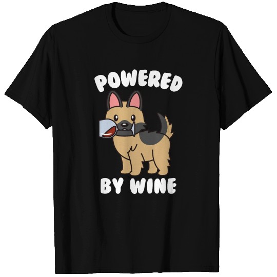 German Shepherd Powered By Wine T Shirts