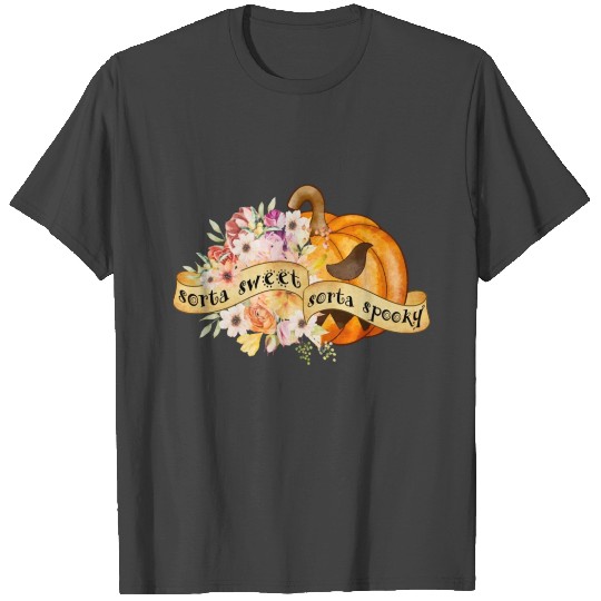 Sorta sweet Sorta spooky Pumpkin Flower T Shirts