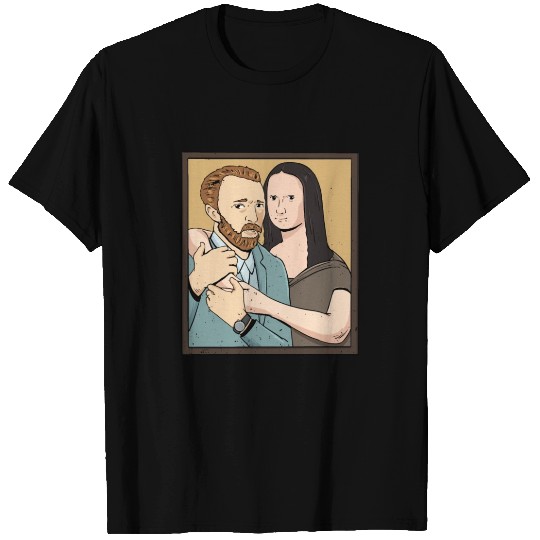 Mona Lisa and Vincent Van Gogh as a couple Design T Shirts