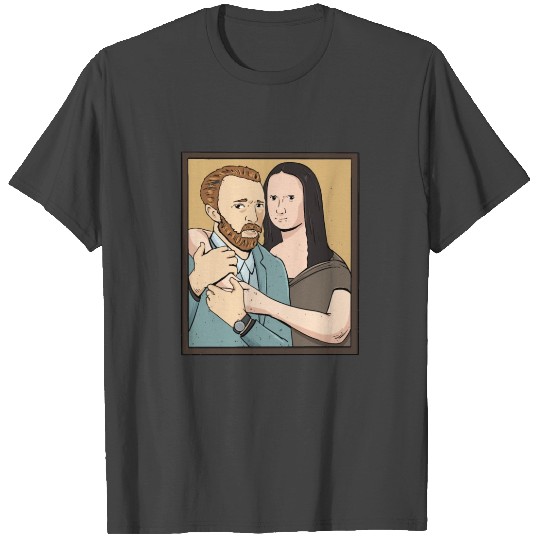 Mona Lisa and Vincent Van Gogh as a couple Design T Shirts