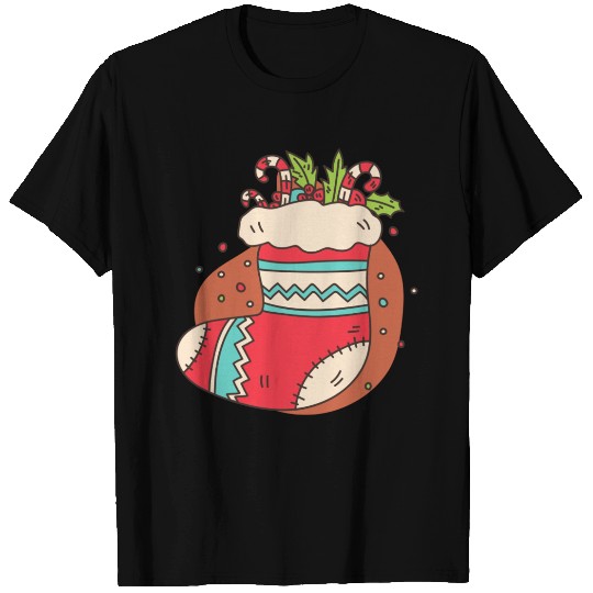 christmas sock with candy canes T Shirts