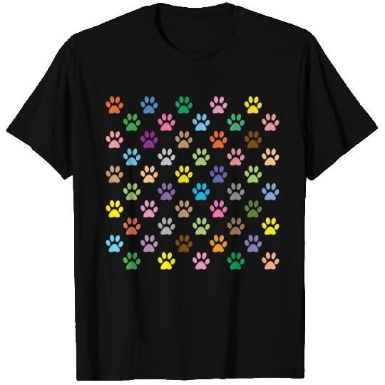 Colorful paw prints pattern T Shirts