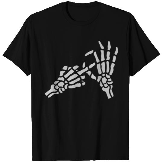 skeleton middle finger hole T Shirts