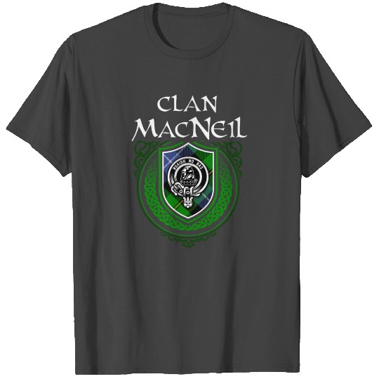 Clan MacNeil Scottish Crest Badge and Tartan T Shirts