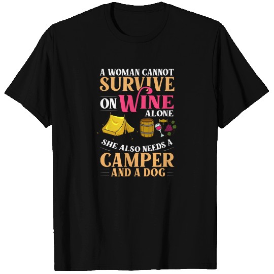 Camping Wine Glass Drinking Beginner Camper T Shirts