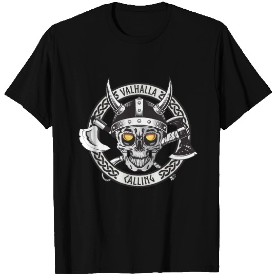 Valhalla Calling Skull And Axes T Shirts