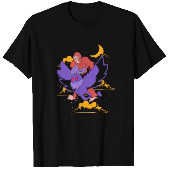 Bigfoot Riding Mothman Funny Cryptozoology T Shirts