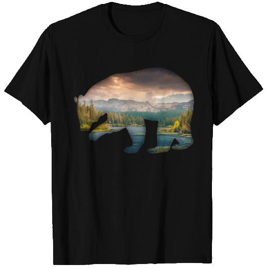 Bear bear silhouette with forest fill T Shirts