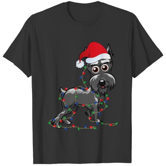 Schnauzer dog christmas light decor xmas pajamas T Shirts