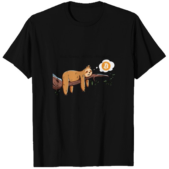 Bitcoin Sloth BTC Crypto Day Trader Hodl Design T Shirts