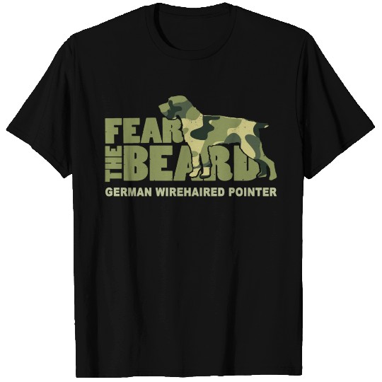 Fear The Beard Camo German Wirehaired Pointer Hunt T Shirts