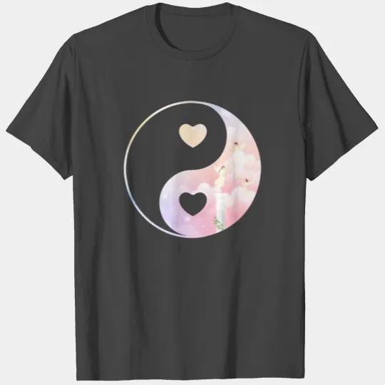 Angelcore Aesthetic Yin Yang Heart Ying Yang T Shirts