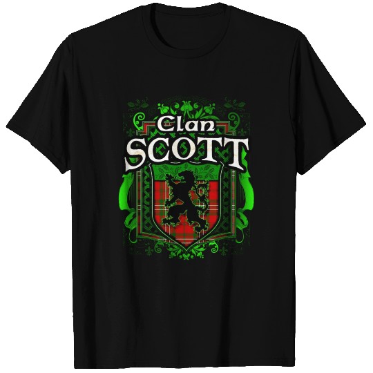 Clan Scott Tartan Rampant Lion Celtic T Shirts