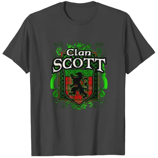 Clan Scott Tartan Rampant Lion Celtic T Shirts