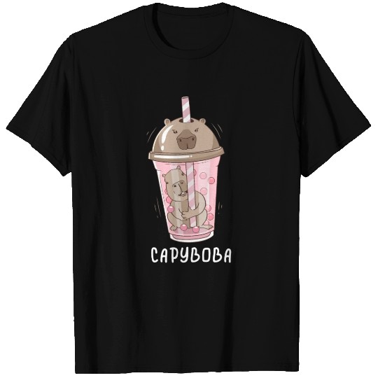 Funny Boba Tea Capybara Bubble Milk Tea Kawaii T Shirts