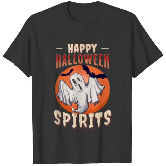 happy halloween spirits with bat and moon party T Shirts