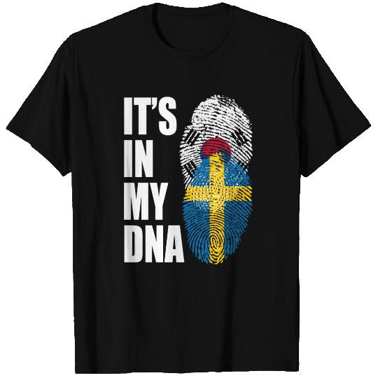 South Korean And Swedish Mix Heritage DNA Flag T Shirts