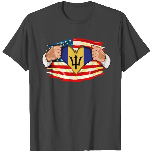 Barbados Who Live in America Barbadoan Flag T Shirts