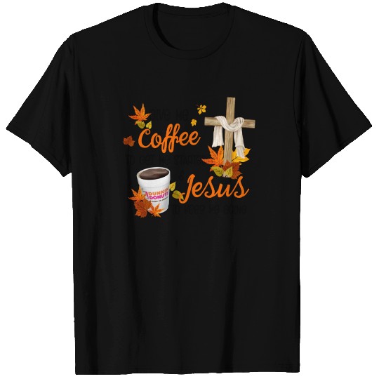 Coffee & Jesus Christian Wooden Cross T Shirts