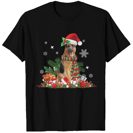 Christmas German Shepherd dog T Shirts