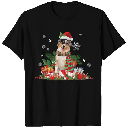Christmas Australian Shepherd, Aussie dog T Shirts