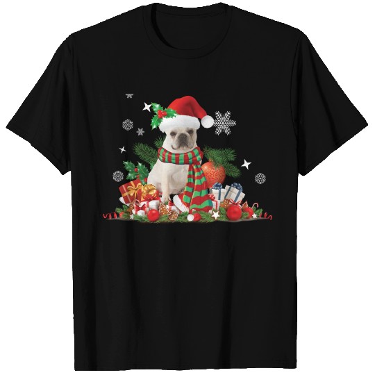 Christmas French Bulldog, Frenchie dog T Shirts