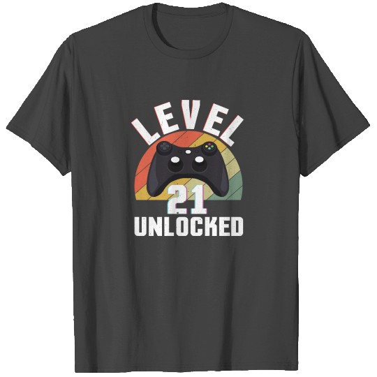 Retro Gamer Video Game Lover Gamer Age 21 Unlocked T Shirts